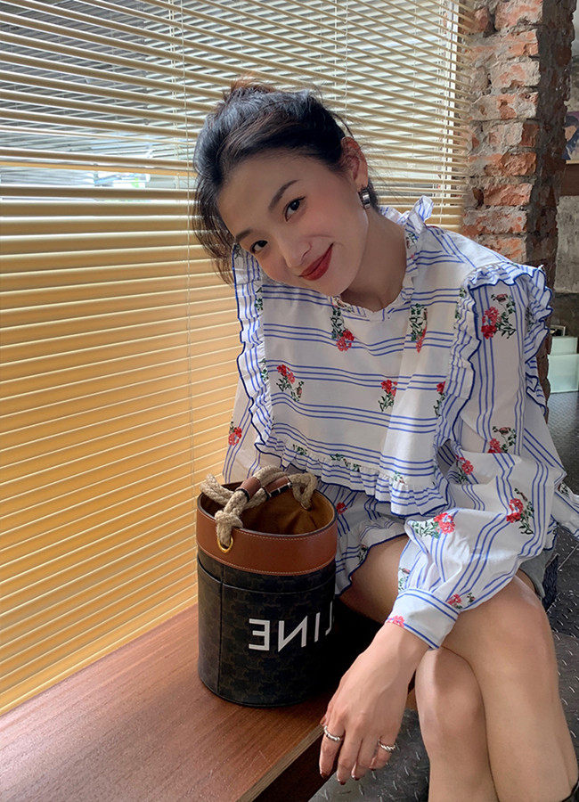 Sandro Moscoloni French style blue Blossom Retro Design Sensational Design Sensation of Lesser Crowdshirt Blouse 2022