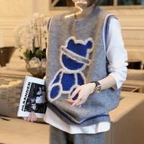 Sandro Moscoloni Leisure 100 lap knit loose waistcoat sweater vest cute fashion minus age suit