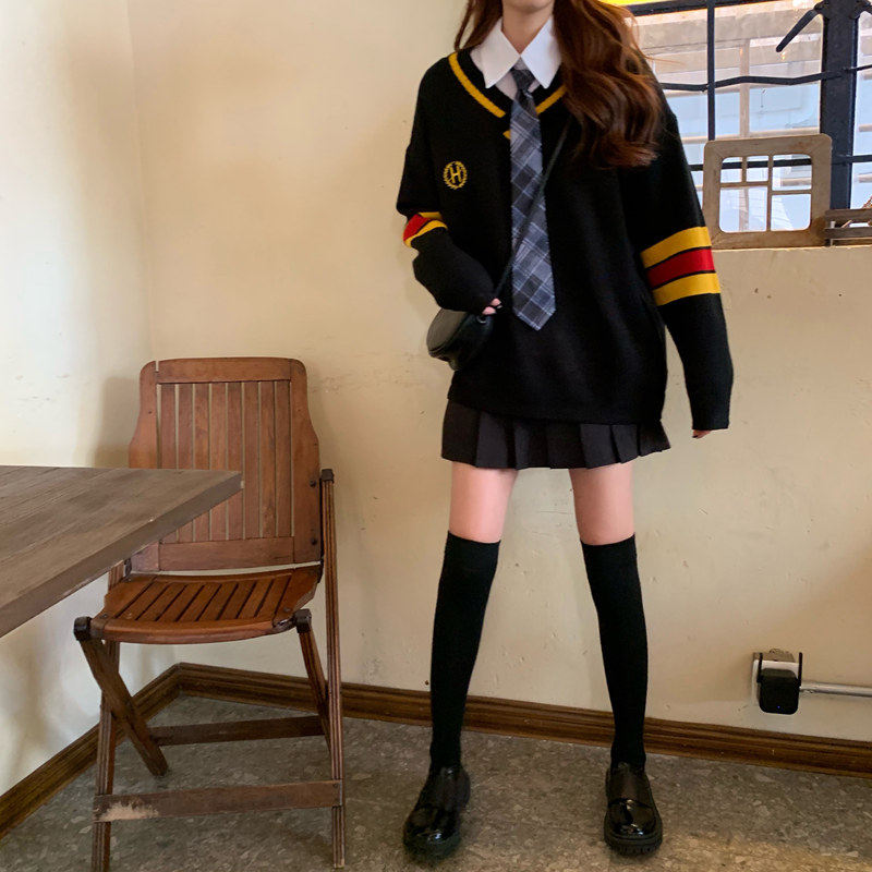 Sandro Moscoloni College V collar knitting head sweater lazy day reduction uniform suit