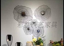 Wrought iron lotus leaf wall hanging lotus wall ornaments wall decoration club soft decoration on the background wall