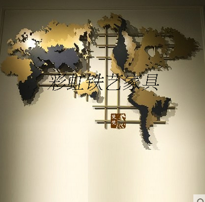 Sample Room Soft Creative American European-style World Map Metal Wall Decoration Wall-mounted Hanging Ornament