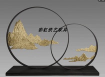 Modern new Chinese style metal mountain ornaments soft decorations model room hotel living room entrance alloy decoration