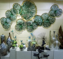 European metal Wrought iron hollow lotus leaf wall hanging three-dimensional flower decoration wall decoration Hotel club art soft wall decoration