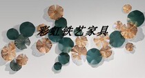 European metal wrought iron hollow lotus leaf wall hanging three-dimensional flower decoration wall decoration Hotel Club Art soft wall decoration