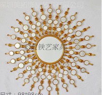  New Chinese style mirror wall decoration Wall decoration Living room background wall decoration Entrance wrought iron soft wall decoration Creative home