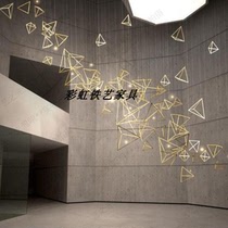 Wrought wall geometry hotel lobby clubhouse wall decoration soft decoration home living room entrance wall decoration model room