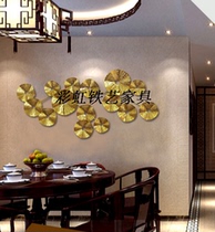 Wrought iron lotus leaf wall hanging lotus wall ornaments wall decoration club soft decoration on the background wall