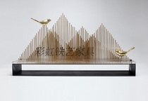  Chinese American home crafts Soft decorations Modern hotel entrance wrought iron Yamagata sculpture large decoration mountain shadow