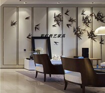 New Chinese style modern simple iron three-dimensional bamboo leaf wall hanging home living room background wall decoration wall decoration