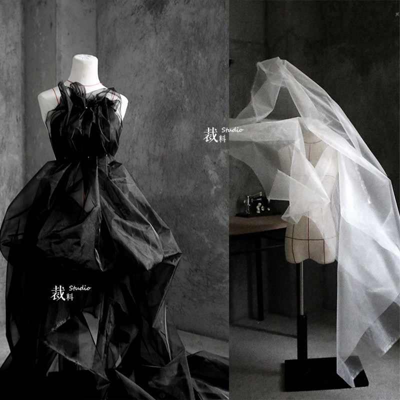 Crystal yarn hard bone sensing veil transparent fabric veil wedding dress outline fashion fabric