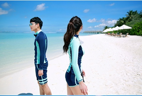 Cặp vợ chồng mới của Hàn Quốc thể thao áo tắm dài tay nam và nữ chống nắng sứa ống thở phù hợp với áo tắm năm mảnh bảo thủ đồ đôi nam nữ đi biển