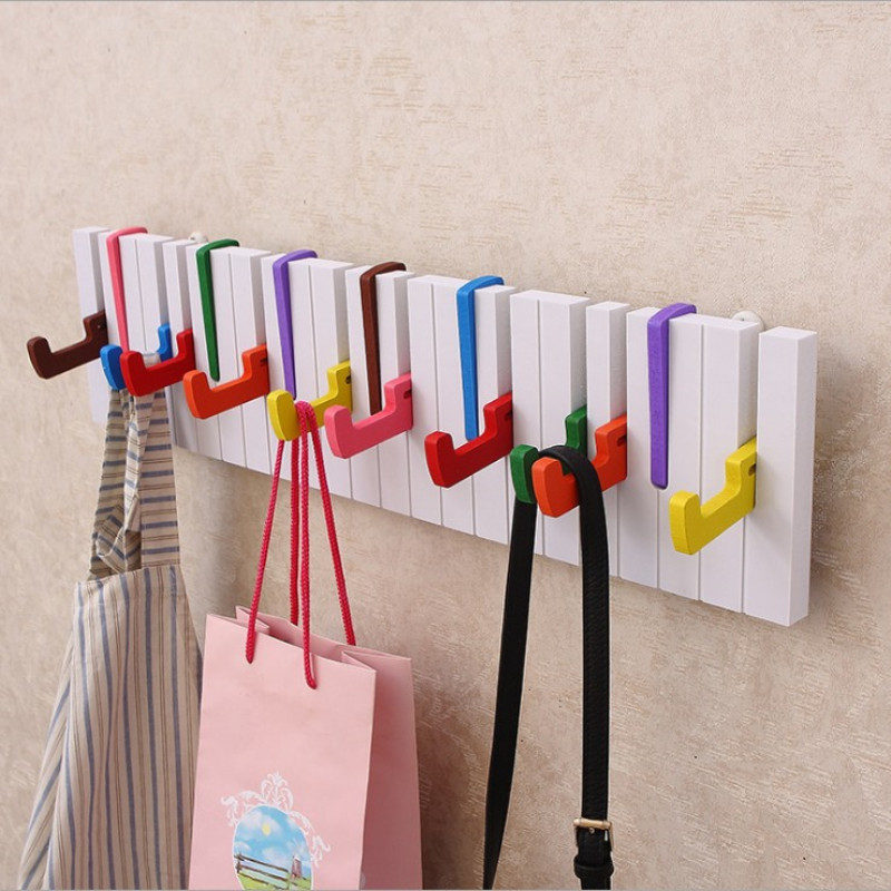Nordic creative black and white piano key decorative hooks, wall hooks behind the door, hanging decorations, home wall coat racks