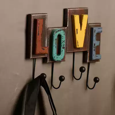 Retro digital wooden creative adhesive hook decorative coat hook wall hanging door hanging key fitting room door rear punch free