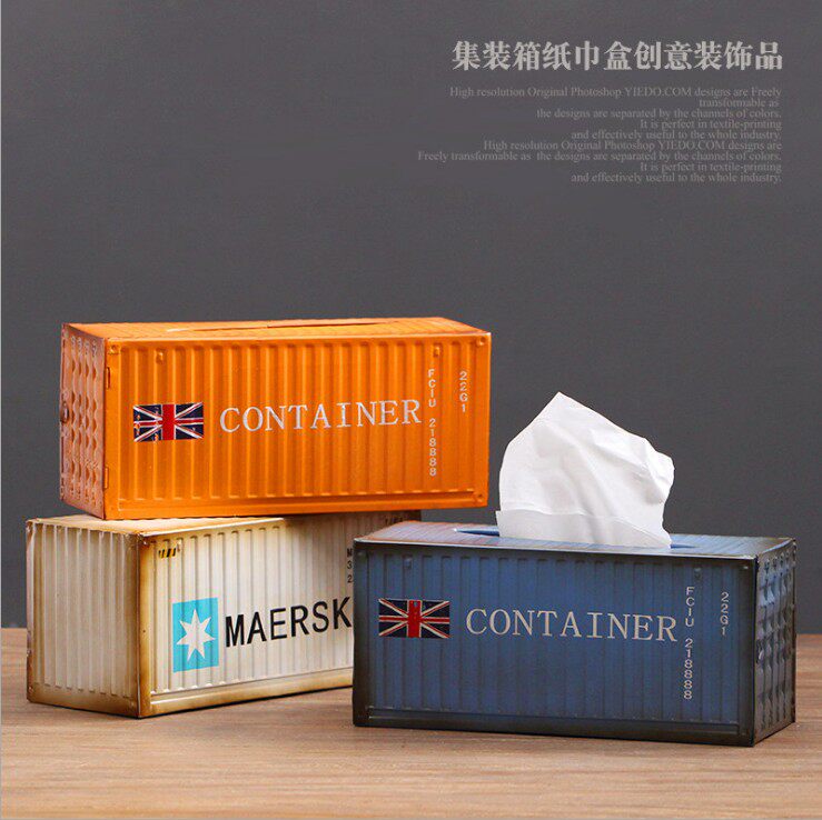 Retro wrought iron creative industrial wind container tissue box home living room desktop decoration restaurant paper box decoration