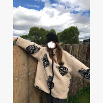 Wang Maidens shop lamb coat autumn and winter thickened American retro Joker Korean loose wool jacket