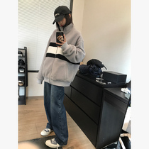 Wang Maidens shop lamb coat autumn and winter New Korean version loose thick American retro Joker sports jacket