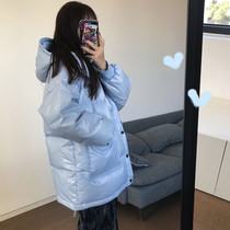 Wang Shaoshes shop bright face down clothes 2022 New winter mid-winter long style light blue green mesh red jacket