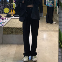 Wang Maidens shop straight suit pants spring and autumn leisure loose high waist black Thin Thin hanging feeling wide leg pants