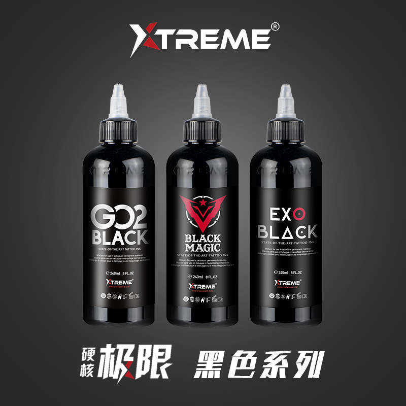 Authentic Tattoo Ink Imported from the United States, Hardcore Extreme Black for Outlining and Shading, Xtreme Pk Diane