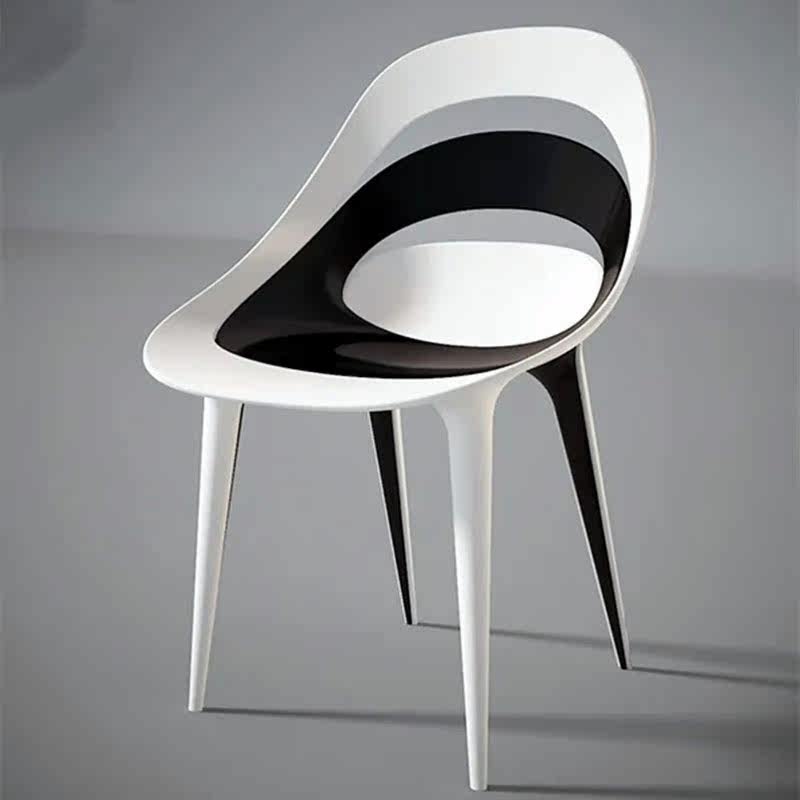 Nordic designer fiberglass special-shaped two-color chair villa living room reception Italian dining chair special-shaped single leisure chair