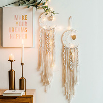 Nordic woven tapestry star Moon decoration dream catcher lamp bedroom wall hanging student day creative gift