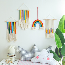Handmade diy material pack ins Girly woven rainbow tapestry Creative decoration Air pendant cotton rope bedroom children