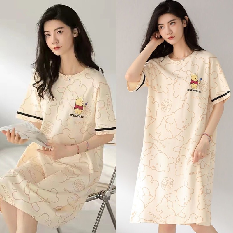 Princess Style Nightgown for Women Summer Pure Cotton Short-Sleeved Cute New Sweet Ins Style Dress Plus Size Pajamas for Women Summer Princess Style Nightgown for Women Summer Pure Cotton Short-Sleeved Cute New Sweet Ins Style Dress Plus Size Pajamas for Women Summer
