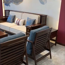 New Chinese style ebony leather sofa hotel club high-end atmospheric solid wood coffee table corner table villa furniture customization