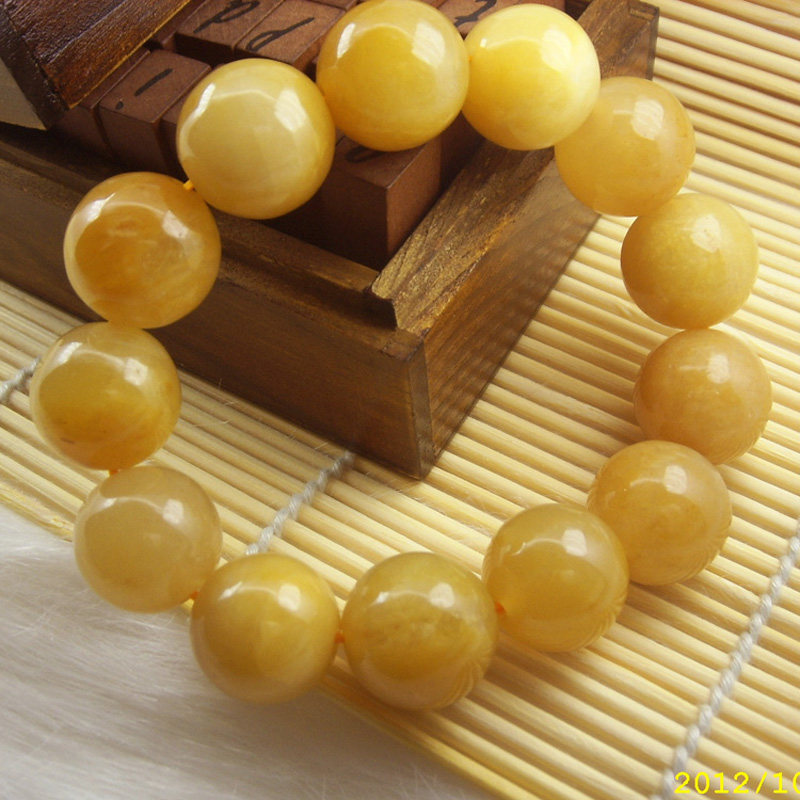 天然トパーズブレスレット、男女兼用三方向仏教ビーズ、レトロジュエリー、エスニックスタイル、クォーツ翡翠。