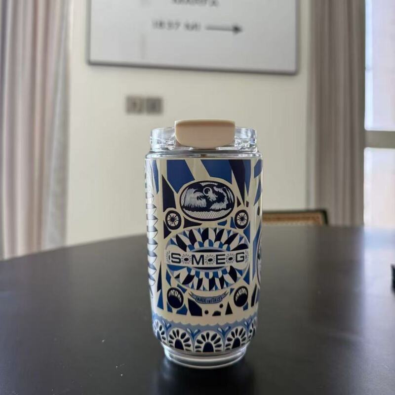 Blue and White Xixi Series Coffee Cup 304 Stainless Steel Thermos Cup Portable Cup In-Car Cup Smeg Coffee Cup