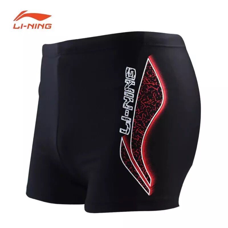 Li Ning swimming trunks Men's boxer seven-point swimming trunks Swimwear quick-drying plus size four-angle swimming shorts