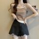 French striped knitted camisole women's summer outerwear 2023 new slim fit sleeveless inner bottoming hot girl top