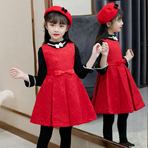 Girls dress Spring and Autumn New style princess skirt childrens clothing childrens woolen vest dress girl suit skirt autumn