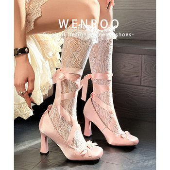 Ballet style lolita two-wear strap thick heels high heels