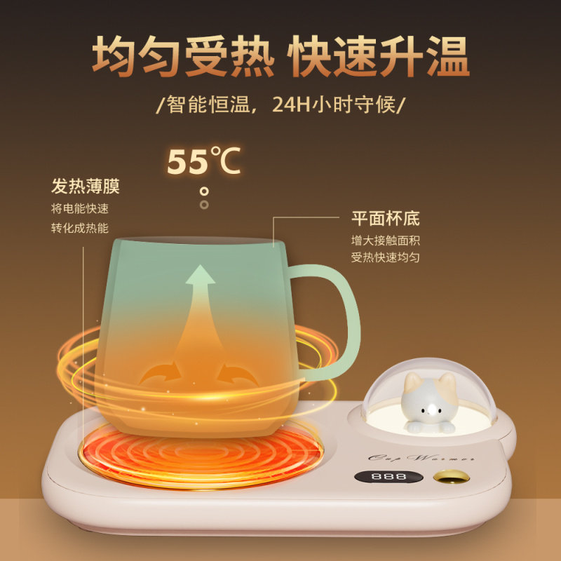 Warm Cup Mat 55 Degrees Smart Thermostatic Cup Mat Tea Cup Subwireless Office Hot Water Burn Water Thermostats Office Insulation Mat Small Home Hot Milk Automatic Usb Wireless Heating Milk God