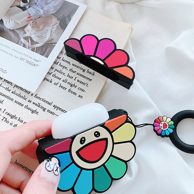 airpods protective case cute cartoon earphone apple earphone case silicone universal box cover wireless bluetooth airpods2 generation shell charging compartment anti-lost rope protective case in-ear plug ins tide