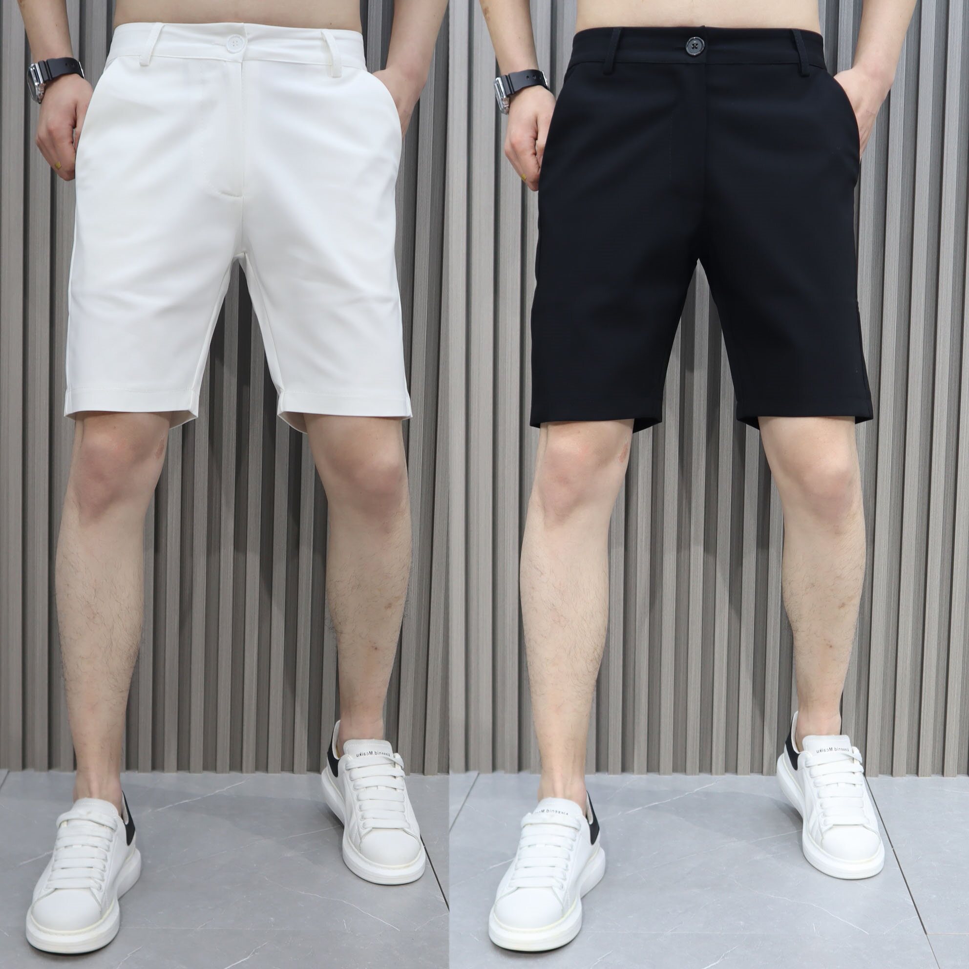 New summer style men's white stretch trendy youth trousers