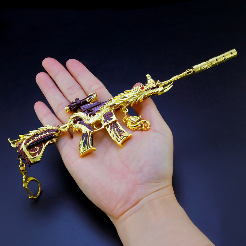 Eat Chicken Model Gun m416 Five Paws Golden Dragon Metal Flat Bottom Pan and Jedi Pendant Alloy Weapons Suit