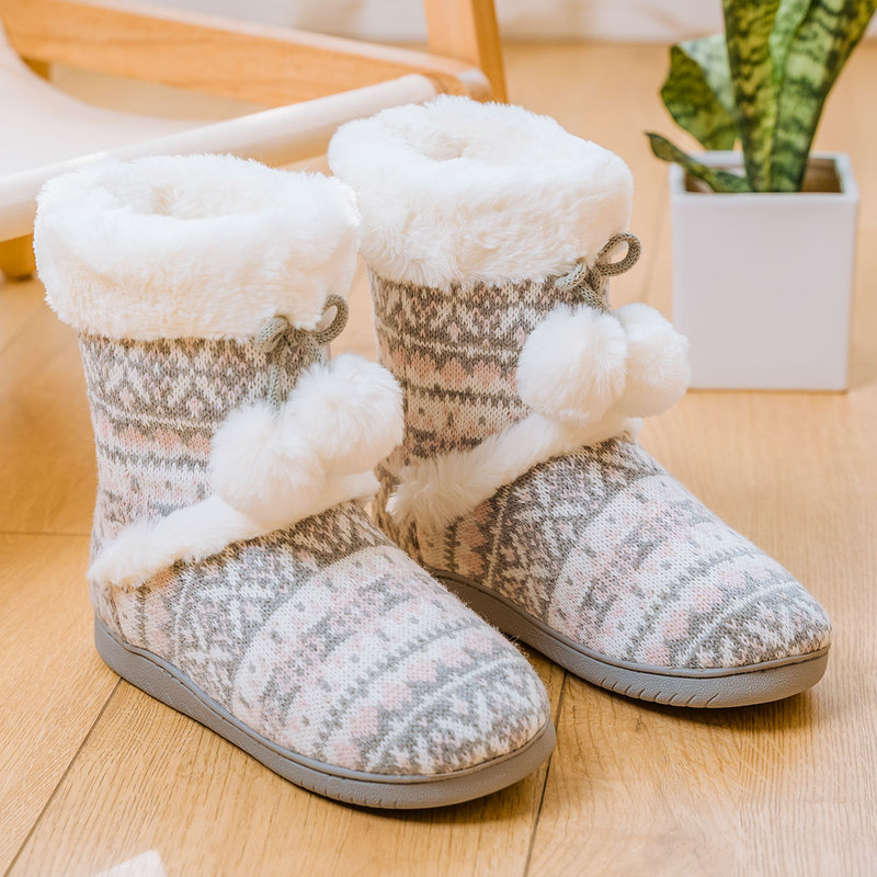 Women's Cotton Slippers for Autumn and Winter, Closed Heel, Soft Sole, Non-Slip, Indoor Home Maternity Cotton Boots, Suitable for Outdoor Wear, High-Top, Fleece-Lined, Warm Slippers