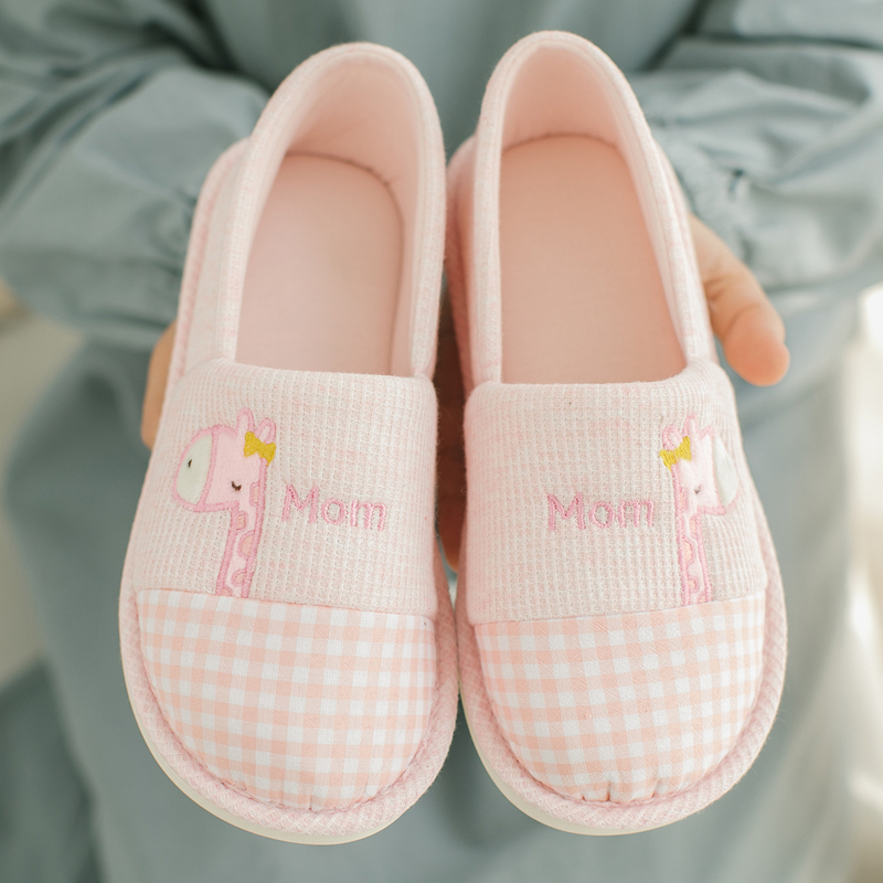 Postpartum Shoes for Spring and Autumn, Closed Heel, Thin Summer Style, Cute Home Cotton Slippers, Indoor Summer Non-Slip Home Shoes for Women