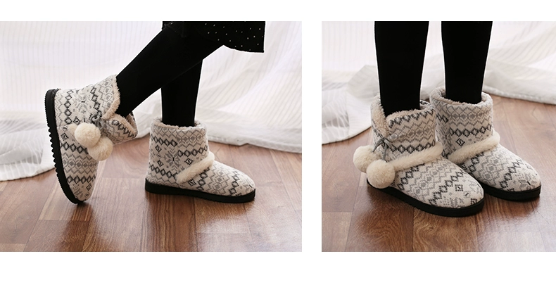 Dép cotton mùa đông Túi ấm trong nhà của phụ nữ với giày mặt trăng đế mềm có thể được mang bên ngoài đế dày mùa thu và dép mùa đông