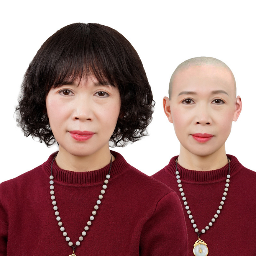 Wig female real hair headgear full real natural middle-aged mother temperament short hair curly hair real hair bald head full headgear