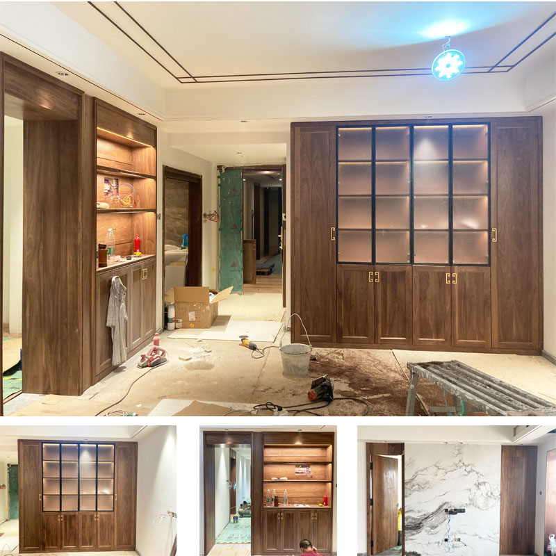 Time Law North American Black Walnut Wood Logs Furniture Custom Design Modern Chinese Wardrobe Dining Cabinet Intake Cabinet