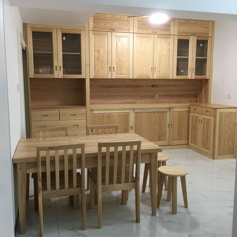 Guangdong Hong Kong white ash wood whole house custom wardrobe solid original pine oak log furniture custom-made partition wall cabinet