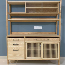 Multifunctional Full Log Solid Wood Furniture White Rawwood Dining Side Cabinet Wine Cabinet Full Dress Color Minimalist Modern Full House Customize