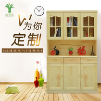 Full solid wood dining side cabinet Custom Guangzhou eco-friendly pine wood furniture microwave oven Oven Cabinet Storage Drawer Wine Cabinet