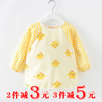 Baby anti-dress pure cotton long sleeve waterproof baby bib eating and anti dirty male and female full cotton outside wearing child hood clothes