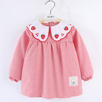 Baby Hood Clothes Children Pure Cotton Waterproof Anti-Dirty Apron Autumn Winter Girl Foreign Air New Princess Nepotism Button Anti-Wear