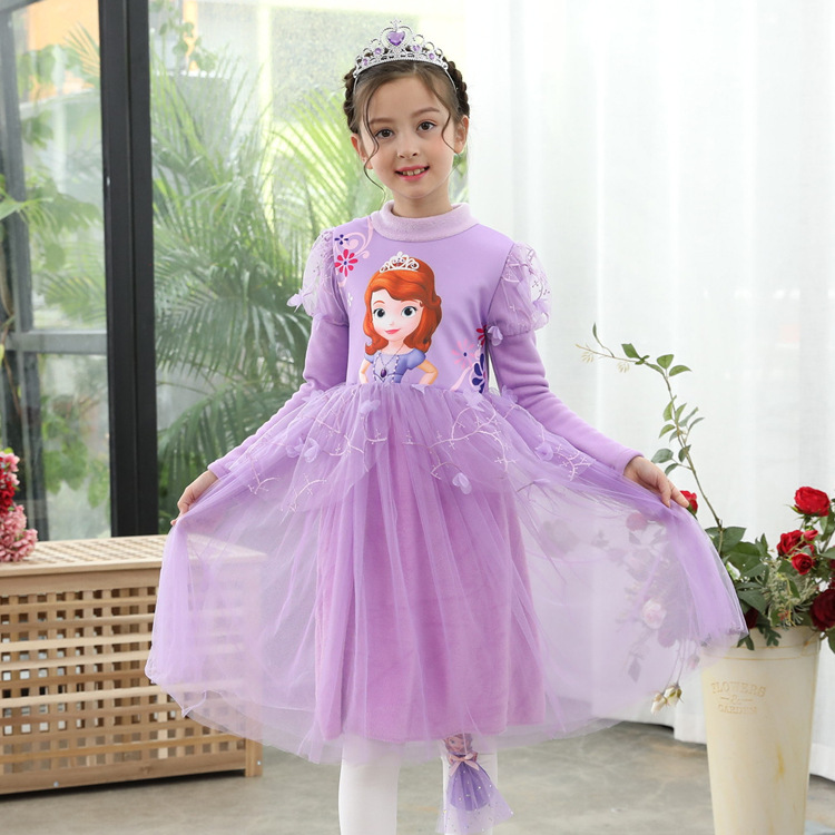 Winter Romance Sophia váy công chúa cô gái cộng với váy nhung 2018 mới mùa thu và cô gái mùa đông váy yêu đầm bé gái