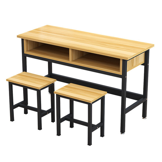 School desks and chairs primary and secondary school students double-decker desk tutoring class training desk cram school with drawer desks and chairs direct sales